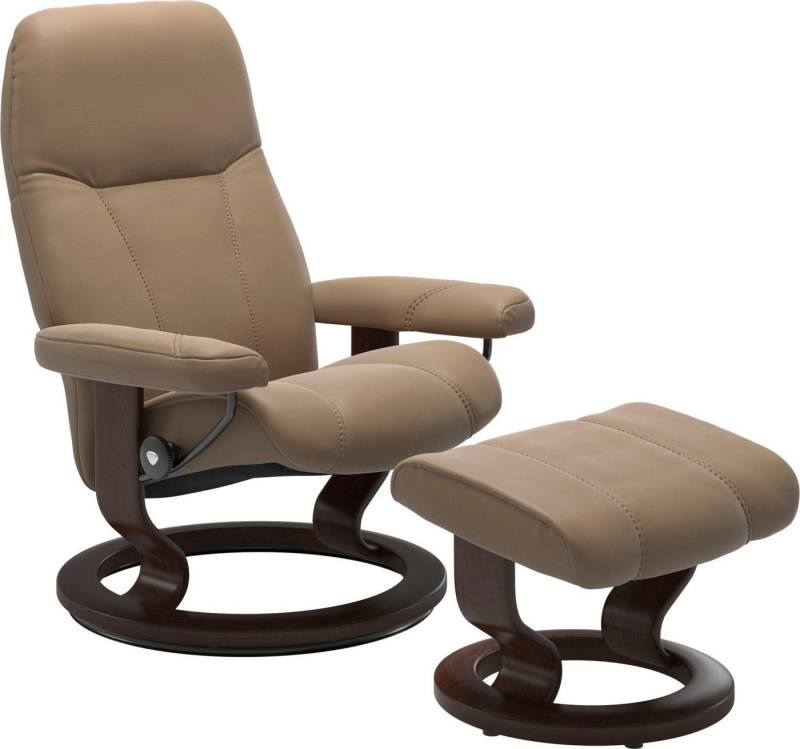 Stressless® Relaxsessel Consul (Set, Relaxsessel mit Hocker), mit Hocker, mit Classic Base, Größe S, Gestell Braun von Stressless®