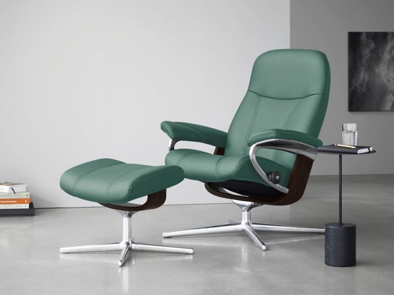 Stressless® Relaxsessel Consul (Set, Relaxsessel mit Hocker), mit Hocker, mit Cross Base, Größe S, M & L, Holzakzent Braun von Stressless®