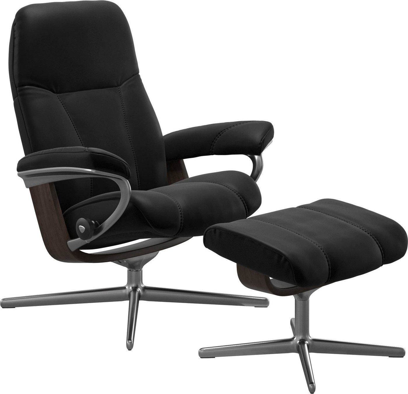 Stressless® Relaxsessel Consul (Set, Relaxsessel mit Hocker), mit Hocker, mit Cross Base, Größe S, M & L, Holzakzent Wenge von Stressless®