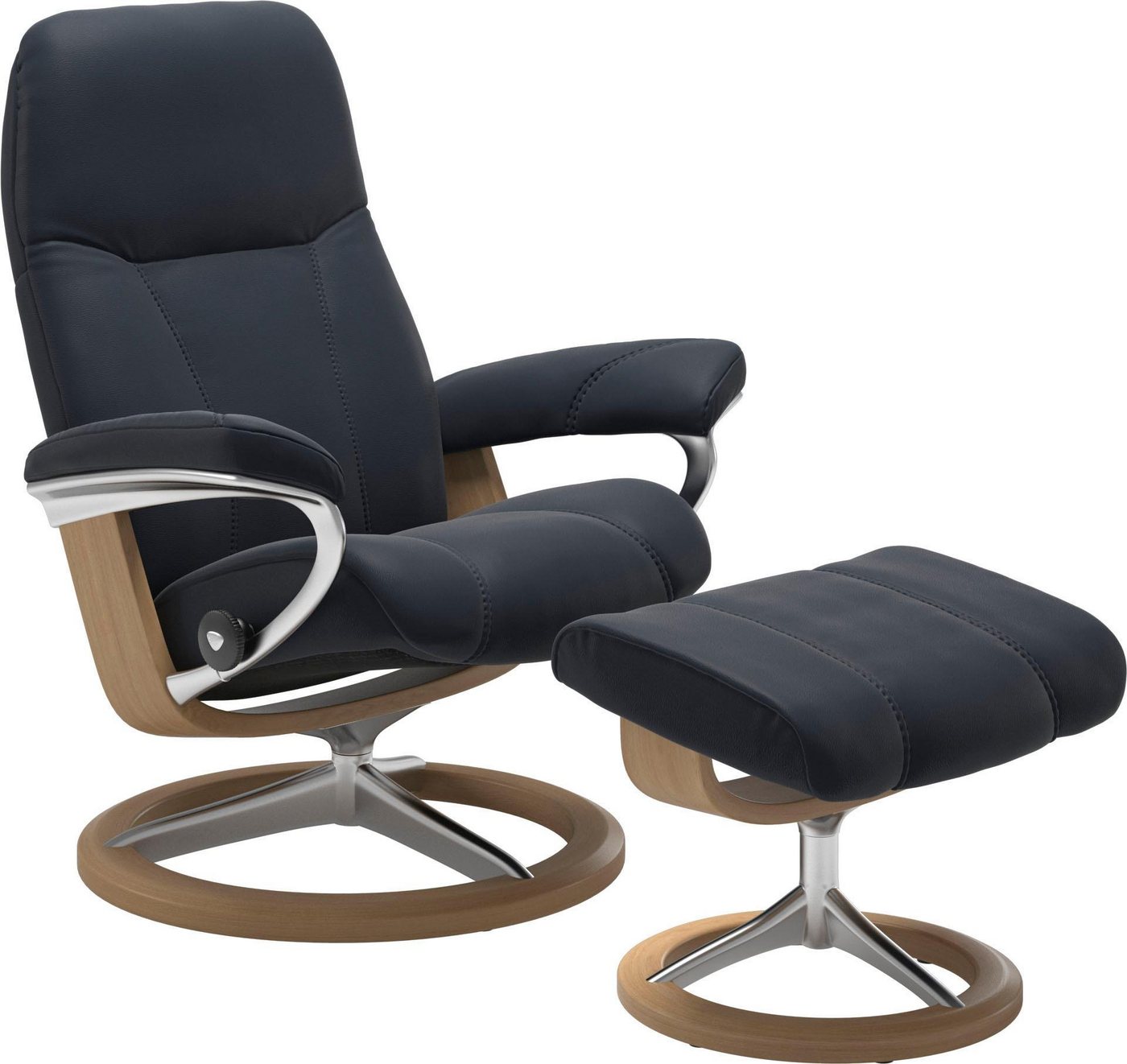 Stressless® Relaxsessel Consul (Set, Relaxsessel mit Hocker), mit Hocker, mit Signature Base, Größe M, Gestell Eiche von Stressless®