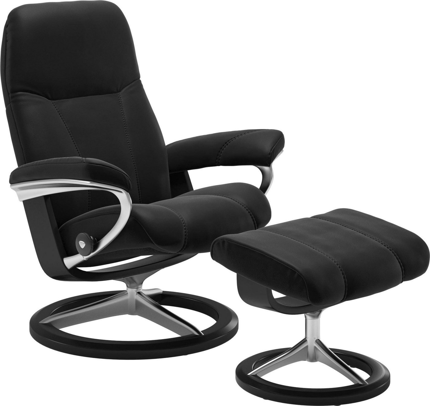 Stressless® Relaxsessel Consul (Set, Relaxsessel mit Hocker), mit Hocker, mit Signature Base, Größe S, Gestell Schwarz von Stressless®