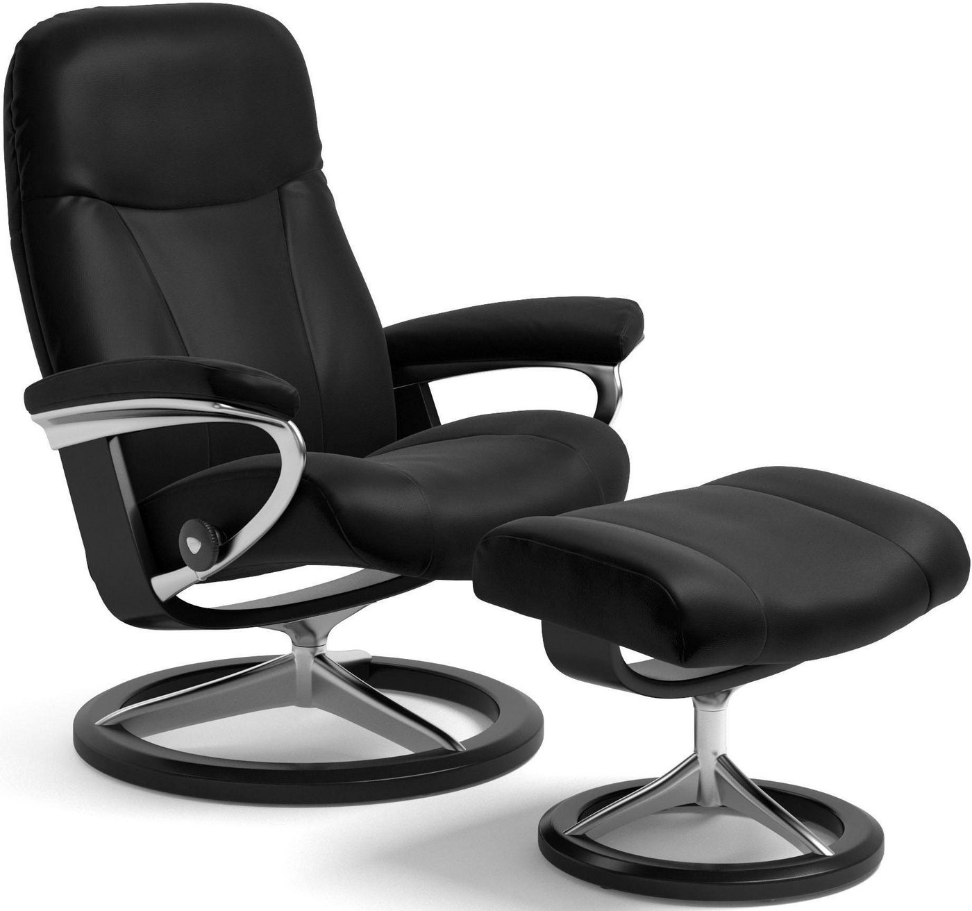 Stressless® Relaxsessel Garda (Set, Relaxsessel mit Hocker), mit Hocker, mit Signature Base, Größe M, Gestell Schwarz von Stressless®