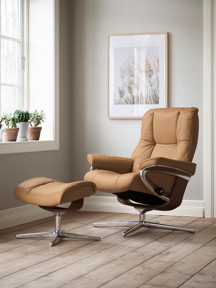Stressless® Relaxsessel Mayfair (Set, Relaxsessel mit Hocker), mit Hocker, mit Cross Base, Größe S, M & L, Holzakzent Braun von Stressless®
