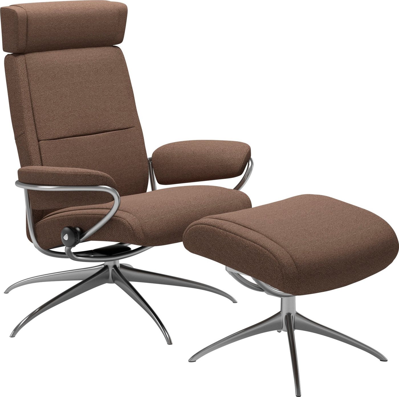 Stressless® Relaxsessel Paris (Set, Relaxsessel mit Hocker), mit Hocker, Low Back mit Kopfstütze, mit Star Base, Gestell Chrom von Stressless®