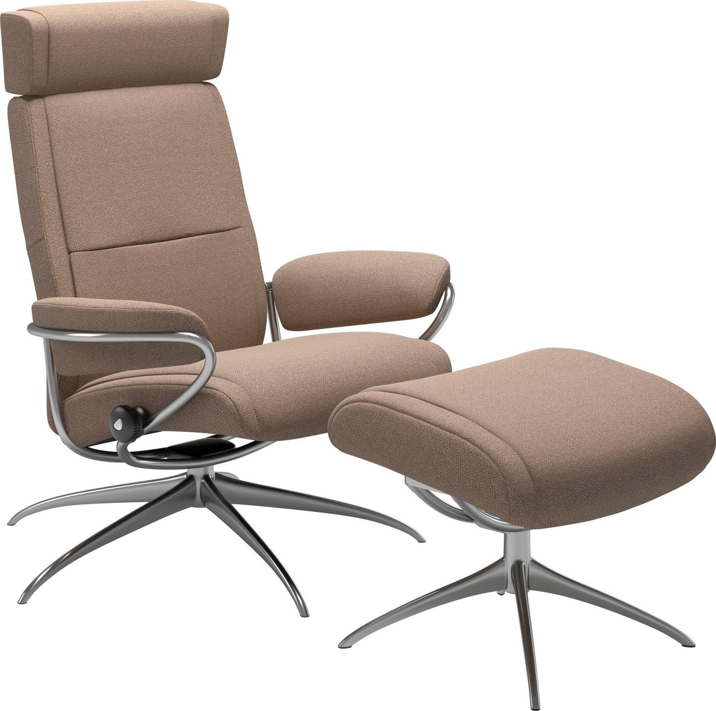 Stressless® Relaxsessel Paris (Set, Relaxsessel mit Hocker), mit Hocker, Low Back mit Kopfstütze, mit Star Base, Gestell Chrom von Stressless®