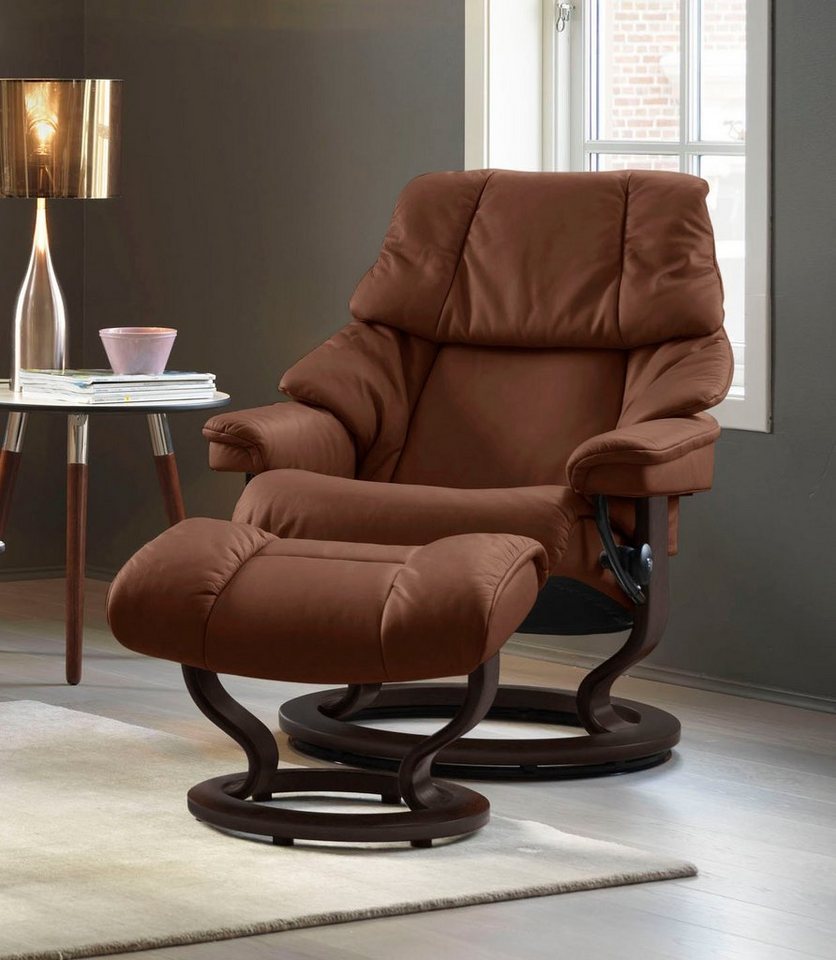 Stressless® Relaxsessel Reno (Set, Relaxsessel mit Hocker), mit Hocker, mit Classic Base, Größe S, M & L, Gestell Braun von Stressless®