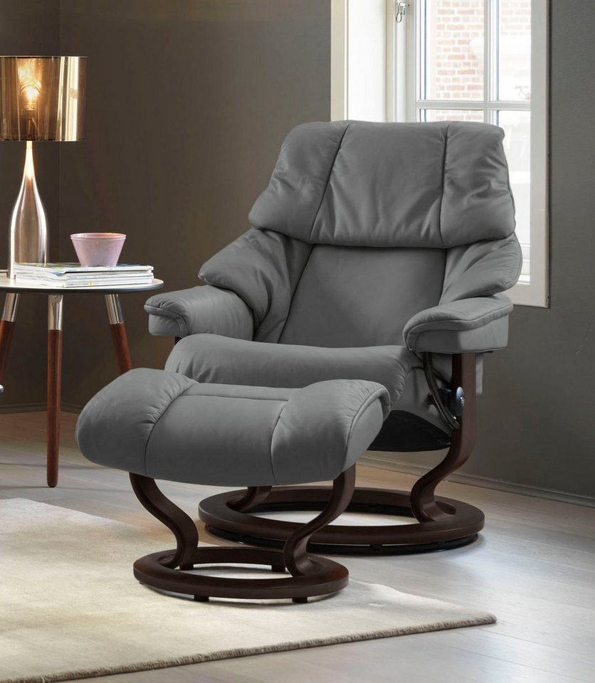 Stressless® Relaxsessel Reno (Set, Relaxsessel mit Hocker), mit Hocker, mit Classic Base, Größe S, M & L, Gestell Braun von Stressless®