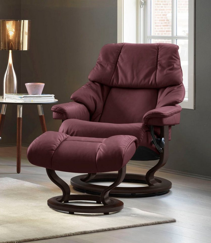 Stressless® Relaxsessel Reno (Set, Relaxsessel mit Hocker), mit Hocker, mit Classic Base, Größe S, M & L, Gestell Braun von Stressless®