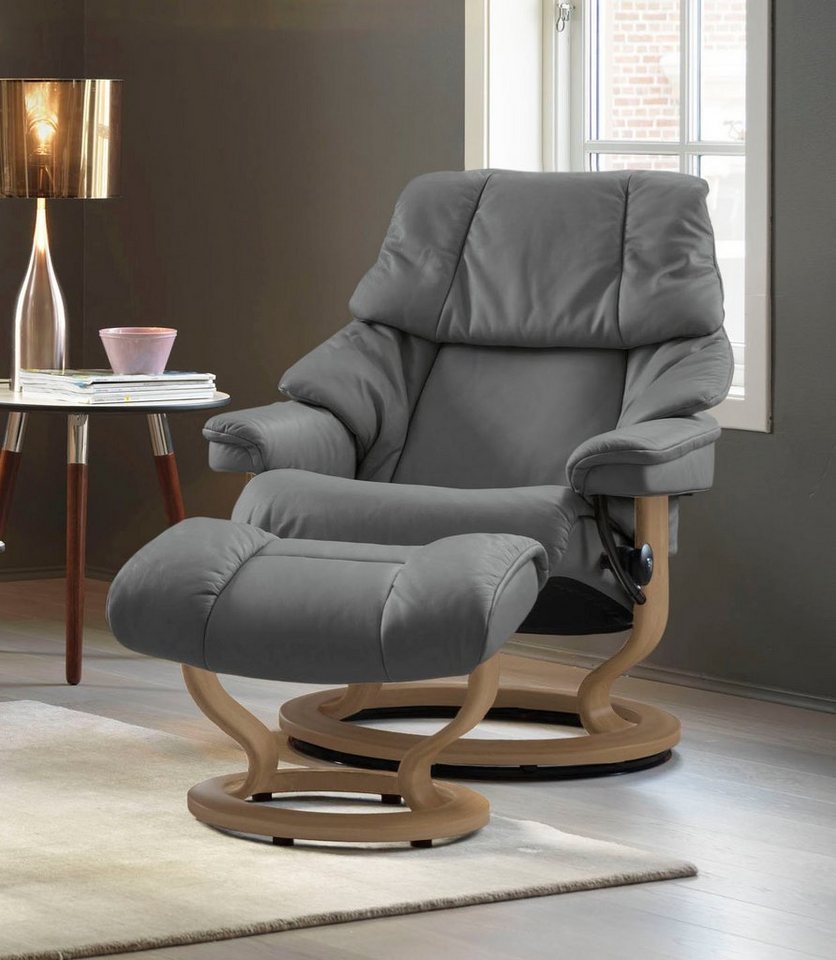 Stressless® Relaxsessel Reno (Set, Relaxsessel mit Hocker), mit Hocker, mit Classic Base, Größe S, M & L, Gestell Eiche von Stressless®