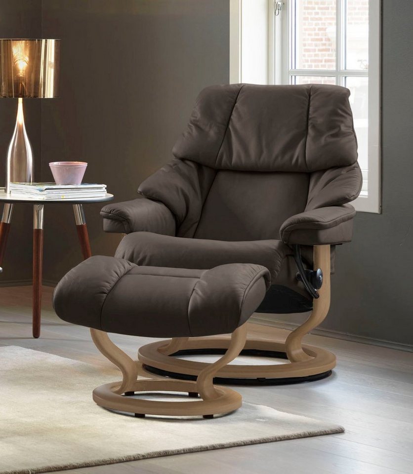 Stressless® Relaxsessel Reno (Set, Relaxsessel mit Hocker), mit Hocker, mit Classic Base, Größe S, M & L, Gestell Eiche von Stressless®