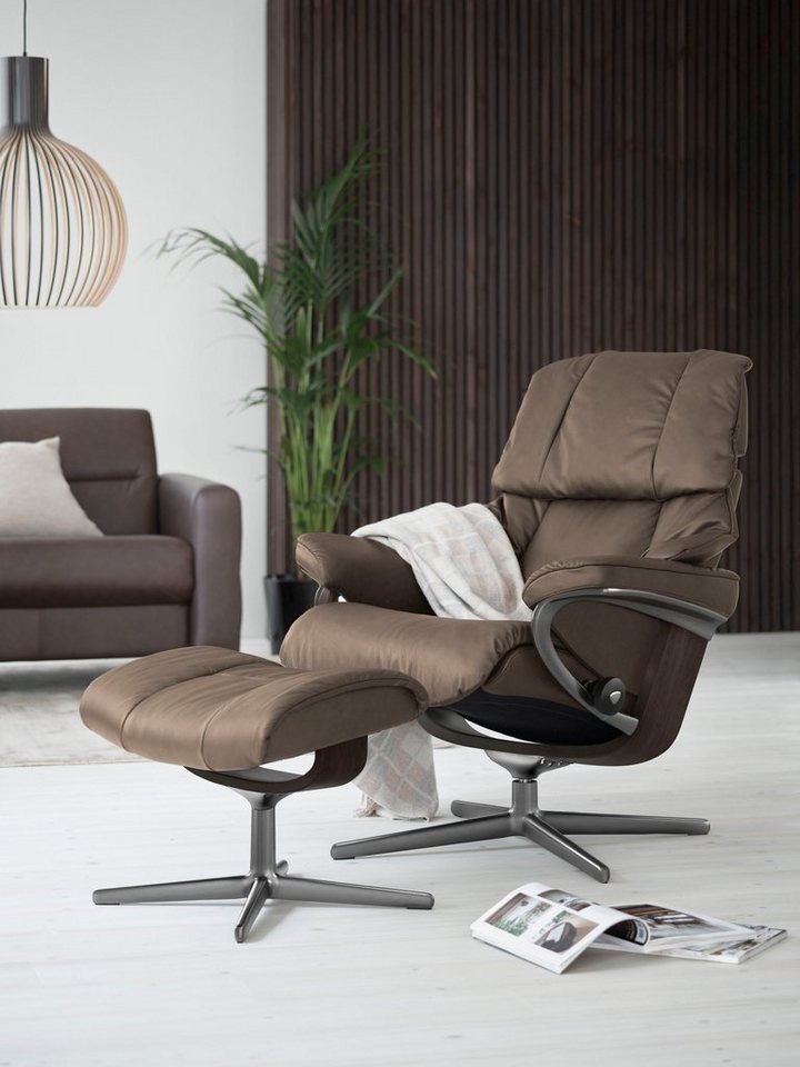 Stressless® Relaxsessel Reno (Set, Relaxsessel mit Hocker), mit Hocker, mit Cross Base, Größe S, M & L, Holzakzent Wenge von Stressless®