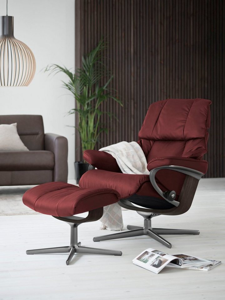 Stressless® Relaxsessel Reno (Set, Relaxsessel mit Hocker), mit Hocker, mit Cross Base, Größe S, M & L, Holzakzent Wenge von Stressless®