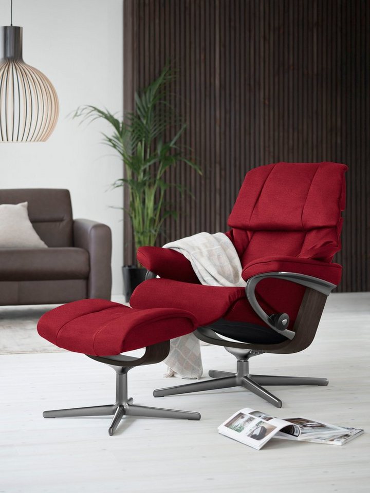 Stressless® Relaxsessel Reno (Set, Relaxsessel mit Hocker), mit Hocker, mit Cross Base, Größe S, M & L, Holzakzent Wenge von Stressless®