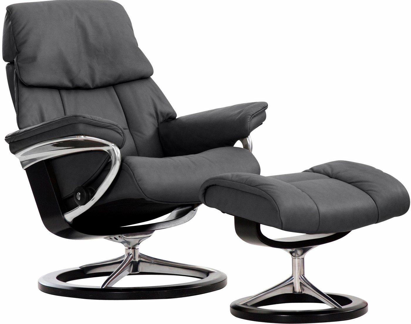 Stressless® Relaxsessel Ruby (Set, Relaxsessel mit Hocker), mit Signature Base, Größe L, Gestell Eiche, Wenge, Braun & Schwarz von Stressless®