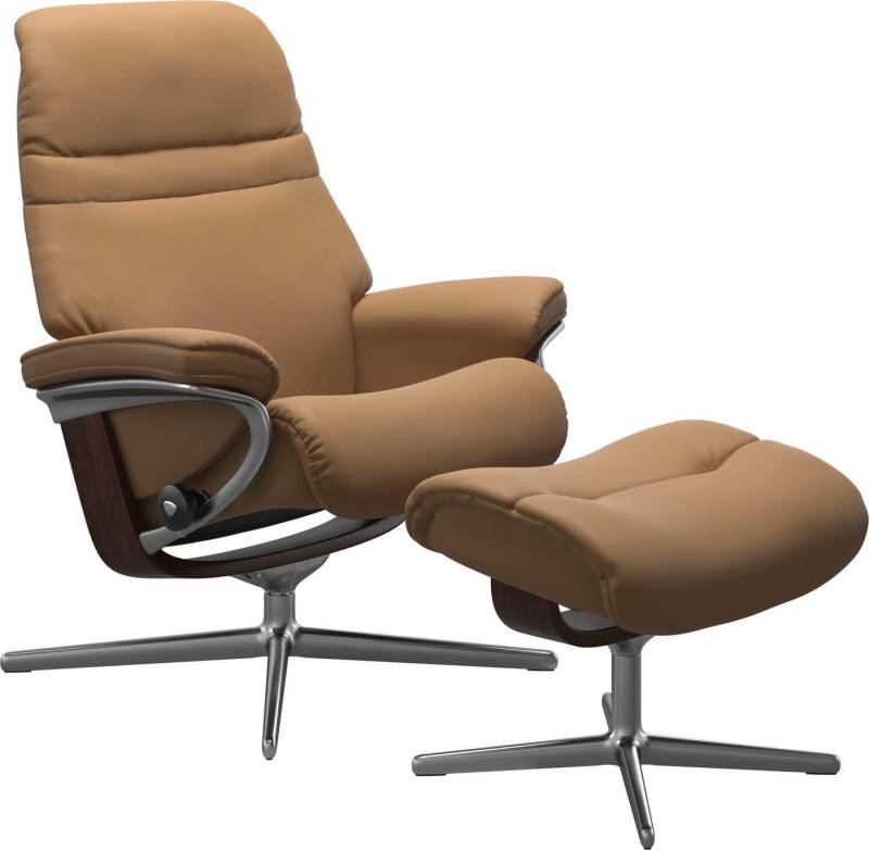 Stressless® Relaxsessel Sunrise (Set, Relaxsessel mit Hocker), mit Hocker, mit Cross Base, Größe S, M & L, Holzakzent Braun von Stressless®
