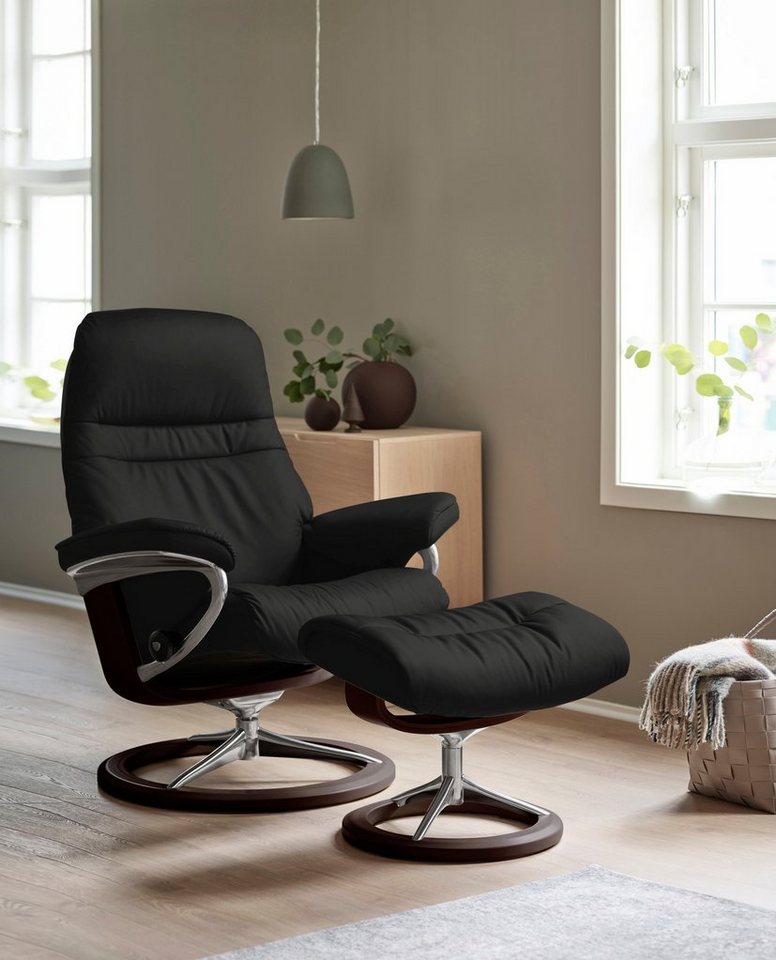 Stressless® Relaxsessel Sunrise (Set, Relaxsessel mit Hocker), mit Signature Base, Größe L, Gestell Braun von Stressless®