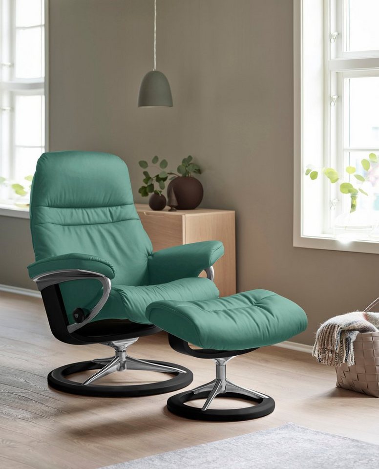 Stressless® Relaxsessel Sunrise (Set, Relaxsessel mit Hocker), mit Signature Base, Größe M, Gestell Schwarz von Stressless®