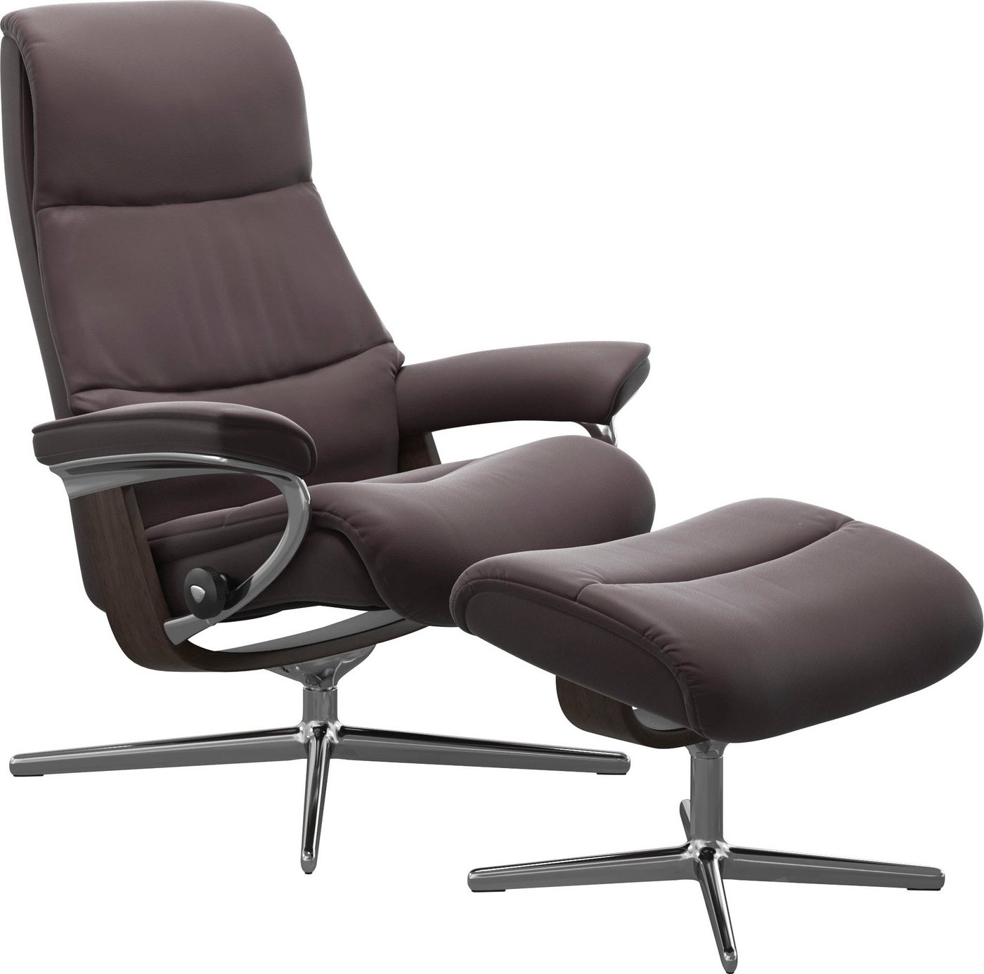 Stressless® Relaxsessel View (Set, Relaxsessel mit Hocker), mit Hocker, mit Cross Base, Größe S, M & L, Holzakzent Wenge von Stressless®