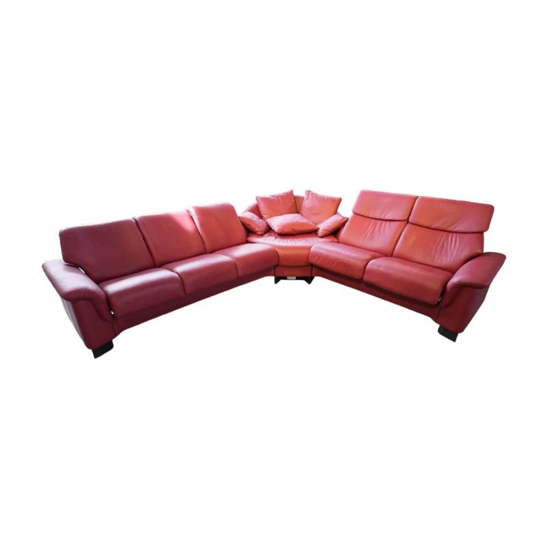 Ecksofa Paradies Leder Paloma Cherry Rot Fuß Buche Wenge Schwarz Mit Kissen Und ... von Stressless