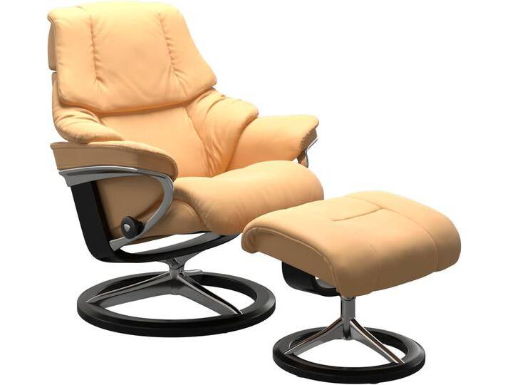 Fußhocker STRESSLESS Reno , gelb, B:55cm H:43cm T:41cm, Hocker, mit Signature Base, Gestell Schwarz von Stressless