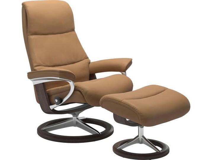 Fußhocker STRESSLESS View , braun (taupe paloma), B:57cm H:43cm T:47cm, Leder BATICK: BATICK ist ein leicht korrigiertes, durchgefärbtes und genarbtes Möbelleder, bei dem die meisten Unebenheiten und Spuren in der Regel entfernt wurden., Leder PALOMA: PALOMA ist ein durchgefärbtes Semianilin-Möbelleder mit natürlicher Narbung., ROHLEDER Stoff Q2 FARON: Ein fester zuverlässiger Bouclu00e9 mit einem strukturierten Aussehen und einer komfortablen Oberfläche (100% Polyester im Flor, Grundgewebe: 50% Polyester, 50% Polyacryl), Struktur fein JASMINE (90% Polyester, 10% Baumwolle), Hocker, mit Signature Base,Gestell Wenge von Stressless