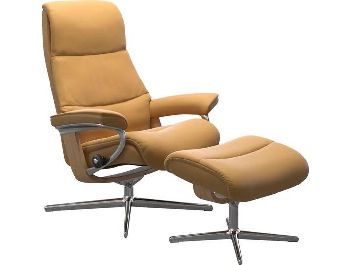 Fußhocker STRESSLESS View , gelb (honey paloma), B:57cm H:43cm T:47cm, Hocker, mit Cross Base, Größe S, M & L, Holzakzent Eiche von Stressless