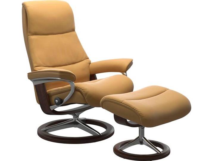 Fußhocker STRESSLESS View , gelb (honey paloma), B:57cm H:43cm T:47cm, Hocker, mit Signature Base,Gestell Braun von Stressless
