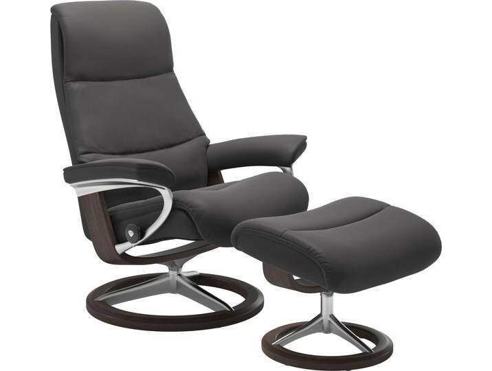 Fußhocker STRESSLESS View , grau (rock paloma), B:57cm H:43cm T:47cm, Leder BATICK: BATICK ist ein leicht korrigiertes, durchgefärbtes und genarbtes Möbelleder, bei dem die meisten Unebenheiten und Spuren in der Regel entfernt wurden., Leder PALOMA: PALOMA ist ein durchgefärbtes Semianilin-Möbelleder mit natürlicher Narbung., ROHLEDER Stoff Q2 FARON: Ein fester zuverlässiger Bouclu00e9 mit einem strukturierten Aussehen und einer komfortablen Oberfläche (100% Polyester im Flor, Grundgewebe: 50% Polyester, 50% Polyacryl), Struktur fein JASMINE (90% Polyester, 10% Baumwolle), Hocker, mit Signature Base,Gestell Wenge von Stressless