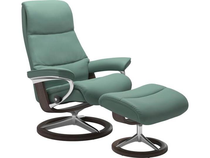 Fußhocker STRESSLESS View , grün (aqua grün paloma), B:57cm H:43cm T:47cm, Leder BATICK: BATICK ist ein leicht korrigiertes, durchgefärbtes und genarbtes Möbelleder, bei dem die meisten Unebenheiten und Spuren in der Regel entfernt wurden., Leder PALOMA: PALOMA ist ein durchgefärbtes Semianilin-Möbelleder mit natürlicher Narbung., ROHLEDER Stoff Q2 FARON: Ein fester zuverlässiger Bouclu00e9 mit einem strukturierten Aussehen und einer komfortablen Oberfläche (100% Polyester im Flor, Grundgewebe: 50% Polyester, 50% Polyacryl), Struktur fein JASMINE (90% Polyester, 10% Baumwolle), Hocker, mit Signature Base,Gestell Wenge von Stressless