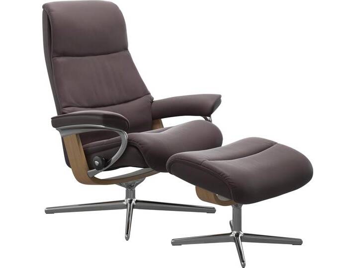 Fußhocker STRESSLESS View , rot (bordeaux paloma), B:57cm H:43cm T:47cm, Hocker, mit Cross Base, Größe S, M & L, Holzakzent Eiche von Stressless
