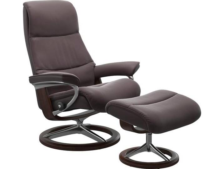 Fußhocker STRESSLESS View , rot (bordeaux paloma), B:57cm H:43cm T:47cm, Hocker, mit Signature Base,Gestell Braun von Stressless