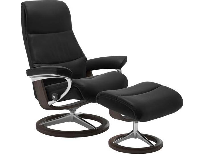 Fußhocker STRESSLESS View , schwarz (schwarz paloma), B:57cm H:43cm T:47cm, Leder BATICK: BATICK ist ein leicht korrigiertes, durchgefärbtes und genarbtes Möbelleder, bei dem die meisten Unebenheiten und Spuren in der Regel entfernt wurden., Leder PALOMA: PALOMA ist ein durchgefärbtes Semianilin-Möbelleder mit natürlicher Narbung., ROHLEDER Stoff Q2 FARON: Ein fester zuverlässiger Bouclu00e9 mit einem strukturierten Aussehen und einer komfortablen Oberfläche (100% Polyester im Flor, Grundgewebe: 50% Polyester, 50% Polyacryl), Struktur fein JASMINE (90% Polyester, 10% Baumwolle), Hocker, mit Signature Base,Gestell Wenge von Stressless