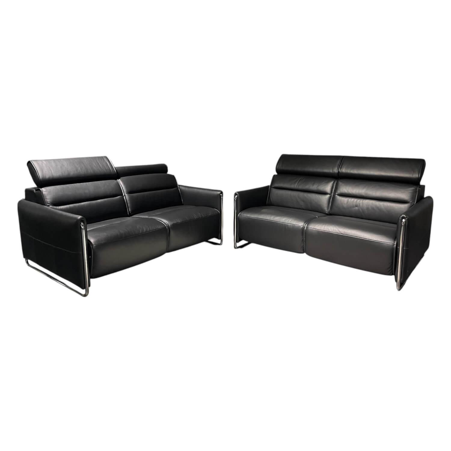 Polstergarnitur Emily V2 R Leder Cori 19 Black Schwarz Kufen Verchromt von Stressless