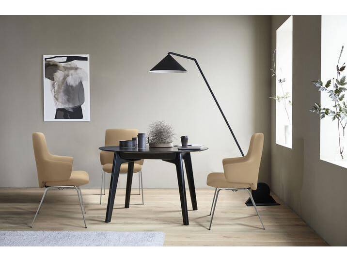 Polsterstuhl STRESSLESS Laurel , beige (sand paloma, chrom matt), B:58cm H:92cm T:59cm, Leder PALOMA: PALOMA ist ein durchgefärbtes Semianilin-Möbelleder mit natürlicher Narbung., Stühle, Low Back mit Armlehne, Größe L, mit Beinen aus Stahl in Chrom matt von Stressless