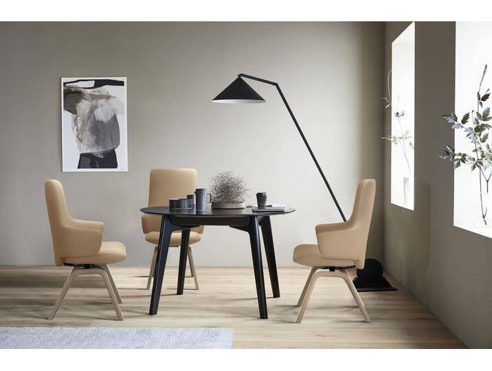 Polsterstuhl STRESSLESS Laurel , beige (sand paloma, eiche gekalkt), B:58cm H:105cm T:60cm, Leder PALOMA: PALOMA ist ein durchgefärbtes Semianilin-Möbelleder mit natürlicher Narbung., Stühle, High Back mit Armlehne, Größe L, mit schräggestellten Beinen in Eiche von Stressless
