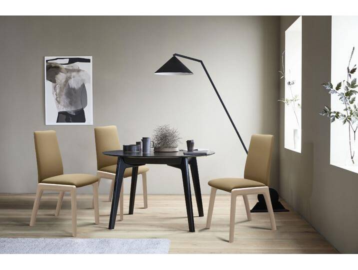 Polsterstuhl STRESSLESS Laurel , beige (sand paloma, eiche natur), B:57cm H:92cm T:59cm, Leder PALOMA: PALOMA ist ein durchgefärbtes Semianilin-Möbelleder mit natürlicher Narbung., Stühle, Low Back, Größe L, mit abgerundeten Beinen in Eiche natur von Stressless