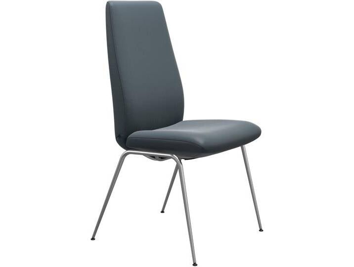 Polsterstuhl STRESSLESS Laurel , blau (atlantic blau batick, chrom glänzend), B:57cm H:105cm T:60cm, Leder BATICK: BATICK ist ein leicht korrigiertes, durchgefärbtes und genarbtes Möbelleder, bei dem die meisten Unebenheiten und Spuren in der Regel entfernt wurden., Stühle, High Back, Größe L, mit Beinen aus Stahl in Chrom glänzend von Stressless