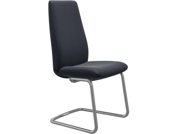 Polsterstuhl STRESSLESS Laurel , blau (shadow blau paloma, chrom glänzend), B:53cm H:105cm T:60cm, Leder PALOMA: PALOMA ist ein durchgefärbtes Semianilin-Möbelleder mit natürlicher Narbung., Stühle, High Back, Größe L, mit Beinen aus Stahl in Chrom glänzend von Stressless