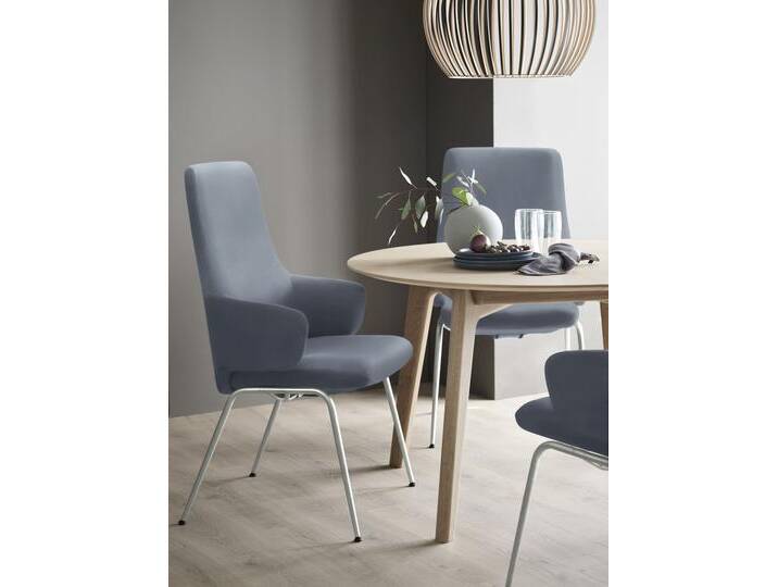 Polsterstuhl STRESSLESS Laurel , blau (sparrow blau paloma, chrom glänzend), B:58cm H:105cm T:60cm, Leder PALOMA: PALOMA ist ein durchgefärbtes Semianilin-Möbelleder mit natürlicher Narbung., Stühle, High Back mit Armlehne, Größe L, mit Beinen aus Stahl in Chrom von Stressless