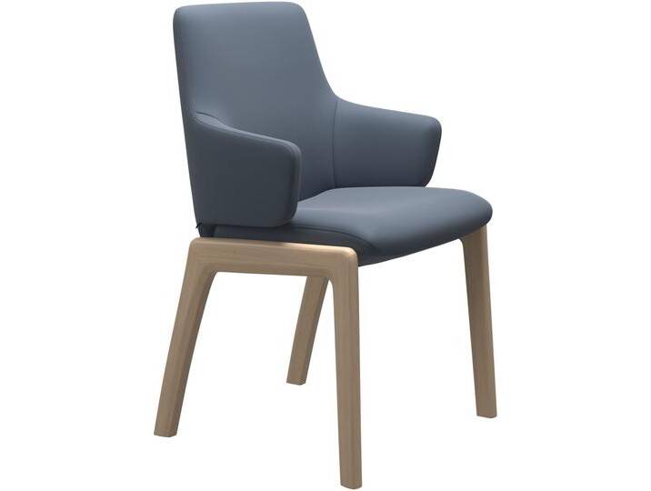 Polsterstuhl STRESSLESS Laurel , blau (sparrow blau paloma, walnuss), B:58cm H:92cm T:59cm, Leder PALOMA: PALOMA ist ein durchgefärbtes Semianilin-Möbelleder mit natürlicher Narbung., Stühle, Low Back mit Armlehne, Größe L, mit abgerundeten Beinen in Walnuss von Stressless