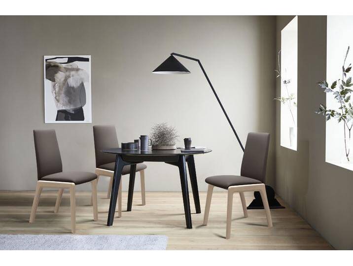 Polsterstuhl STRESSLESS Laurel , braun (braun batick, eiche natur), B:57cm H:92cm T:59cm, Leder BATICK: BATICK ist ein leicht korrigiertes, durchgefärbtes und genarbtes Möbelleder, bei dem die meisten Unebenheiten und Spuren in der Regel entfernt wurden., Stühle, Low Back, Größe L, mit abgerundeten Beinen in Eiche natur von Stressless