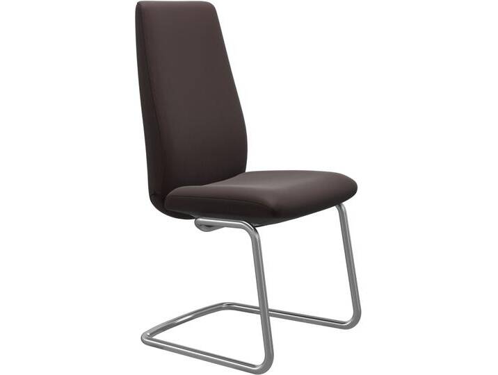 Polsterstuhl STRESSLESS Laurel , braun (chocolate paloma, chrom glänzend), B:53cm H:105cm T:60cm, Leder PALOMA: PALOMA ist ein durchgefärbtes Semianilin-Möbelleder mit natürlicher Narbung., Stühle, High Back, Größe L, mit Beinen aus Stahl in Chrom glänzend von Stressless