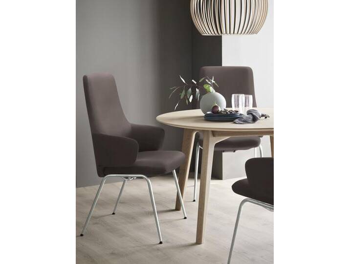 Polsterstuhl STRESSLESS Laurel , braun (chocolate paloma, schwarz matt), B:58cm H:105cm T:60cm, Leder PALOMA: PALOMA ist ein durchgefärbtes Semianilin-Möbelleder mit natürlicher Narbung., Stühle, High Back mit Armlehne, Größe L, mit Beinen aus Stahl in Schwarz matt von Stressless
