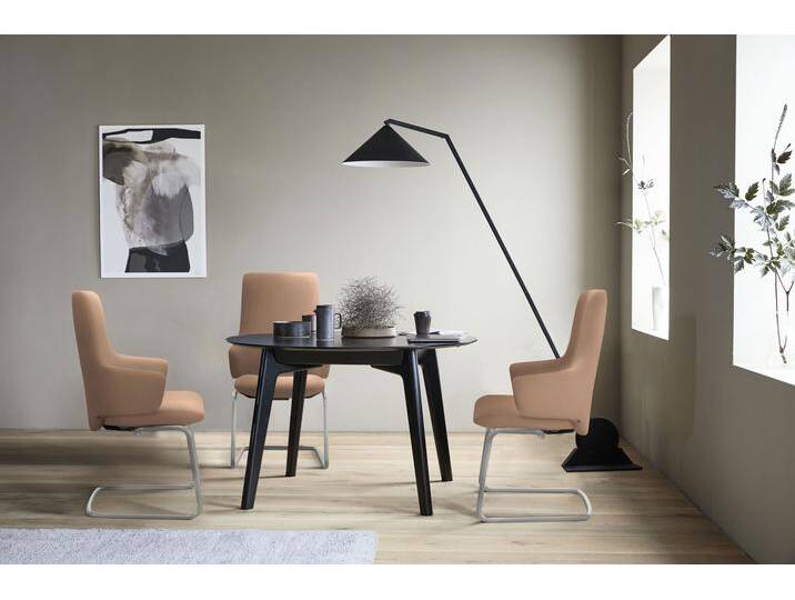 Polsterstuhl STRESSLESS Laurel , braun (latte batick, schwarz matt), B:58cm H:105cm T:60cm, Leder BATICK: BATICK ist ein leicht korrigiertes, durchgefärbtes und genarbtes Möbelleder, bei dem die meisten Unebenheiten und Spuren in der Regel entfernt wurden., Stühle, High Back mit Armlehne, Größe L, mit Beinen aus Stahl in Schwarz matt von Stressless