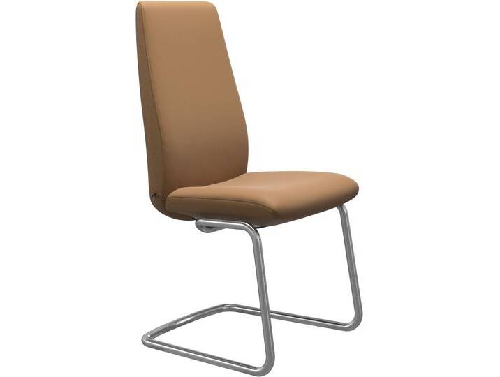 Polsterstuhl STRESSLESS Laurel , braun (taupe paloma, chrom glänzend), B:53cm H:105cm T:60cm, Leder PALOMA: PALOMA ist ein durchgefärbtes Semianilin-Möbelleder mit natürlicher Narbung., Stühle, High Back, Größe L, mit Beinen aus Stahl in Chrom glänzend von Stressless