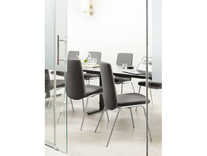Polsterstuhl STRESSLESS Laurel , grau (metal grau paloma, schwarz matt), B:57cm H:92cm T:59cm, Leder PALOMA: PALOMA ist ein durchgefärbtes Semianilin-Möbelleder mit natürlicher Narbung., Stühle, Low Back, Größe M, mit Beinen aus Stahl in Schwarz matt von Stressless