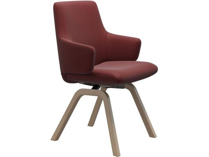 Polsterstuhl STRESSLESS Laurel , rot (cherry paloma, walnuss), B:58cm H:92cm T:59cm, Leder PALOMA: PALOMA ist ein durchgefärbtes Semianilin-Möbelleder mit natürlicher Narbung., Stühle, Low Back mit Armlehne, Größe L, mit schräggestellten Beinen in Walnuss von Stressless