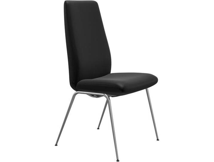 Polsterstuhl STRESSLESS Laurel , schwarz (schwarz batick, chrom glänzend), B:57cm H:105cm T:60cm, Leder BATICK: BATICK ist ein leicht korrigiertes, durchgefärbtes und genarbtes Möbelleder, bei dem die meisten Unebenheiten und Spuren in der Regel entfernt wurden., Stühle, High Back, Größe L, mit Beinen aus Stahl in Chrom glänzend von Stressless