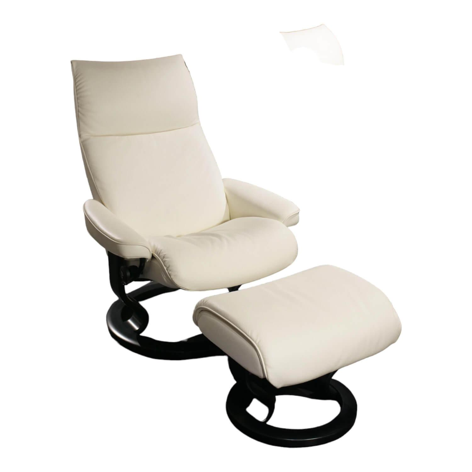 Relaxsessel Aura M Leder 091 Cori 53 Off White Gestell Classic Holzfarbe 05 Schw... von Stressless