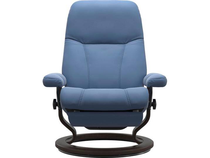 Relaxsessel STRESSLESS Consul , blau (lazuli blau), B:76cm H:100cm T:74cm, Leder BATICK: BATICK ist ein leicht korrigiertes, durchgefärbtes und genarbtes Möbelleder, bei dem die meisten Unebenheiten und Spuren in der Regel entfernt wurden., Leder PALOMA: PALOMA ist ein durchgefärbtes Semianilin-Möbelleder mit natürlicher Narbung., ROHLEDER Stoff Q2 FARON: Ein fester zuverlässiger Bouclu00e9 mit einem strukturierten Aussehen und einer komfortablen Oberfläche (100% Polyester im Flor, Grundgewebe: 50% Polyester, 50% Polyacryl), Struktur fein JASMINE (90% Polyester, 10% Baumwolle), Sessel, elektrisch verstellbar, optional 2-motorisch, Größe M & L von Stressless